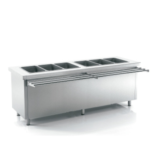 Cuba fría para autoservicio con reserva neutra para 6 bandejas gn 1/1