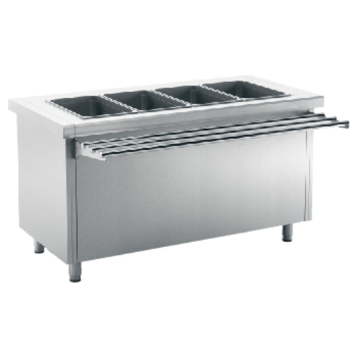 Baño maría autoservicio 4 GN 1/1 con reserva neutra, abierto