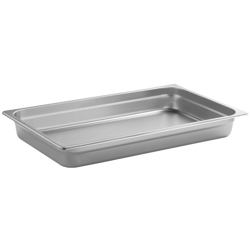 Bandeja full size GN 1/1 para gastronomía, 2.5" de profundidad, en acero inoxidable calibre # 24, NFS
