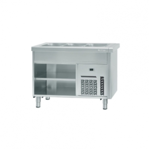 Cuba fría para autoservicio con reserva NEUTRA para 3 bandejas gn 1/1