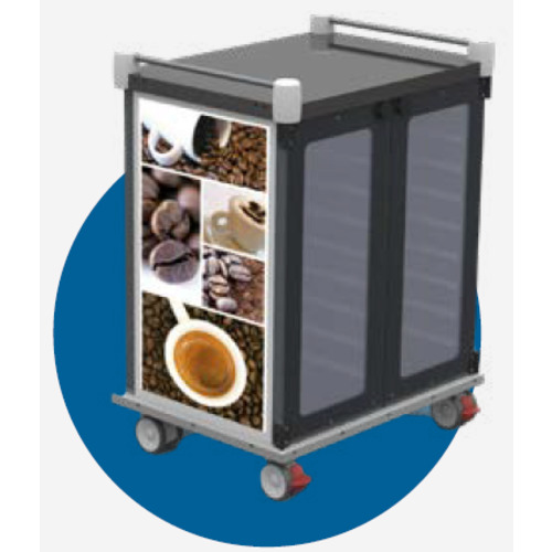 Carro para desayuno con capacidad de 20 bandejas GN 1/1 o 40 bandejas GN1/2, con  4 puertas de vidrio